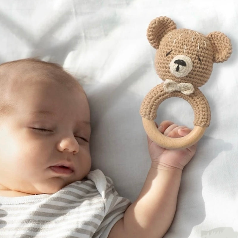 Crochet Bear Baby Rattle Toy