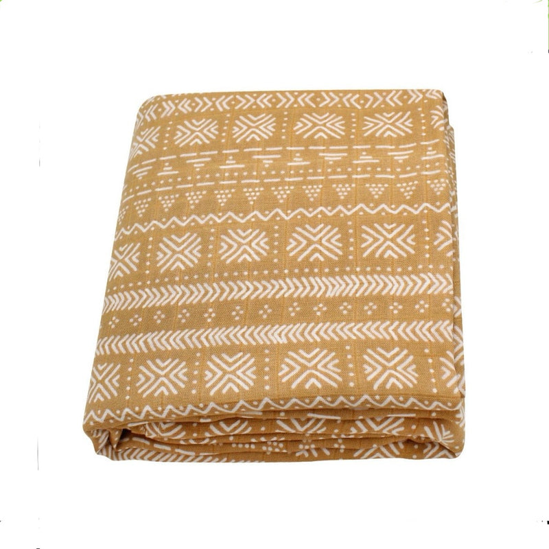 Patterned Mustard Bamboo Swaddle blanket